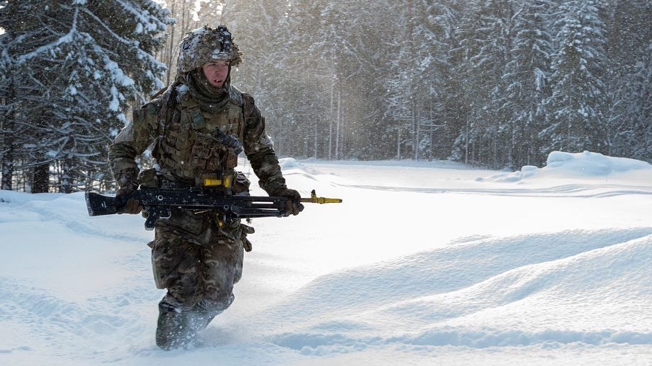 A British service member during exercise Winter Camp in Estonia